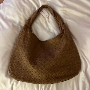 Woven Suede Effect Shoulder Bag